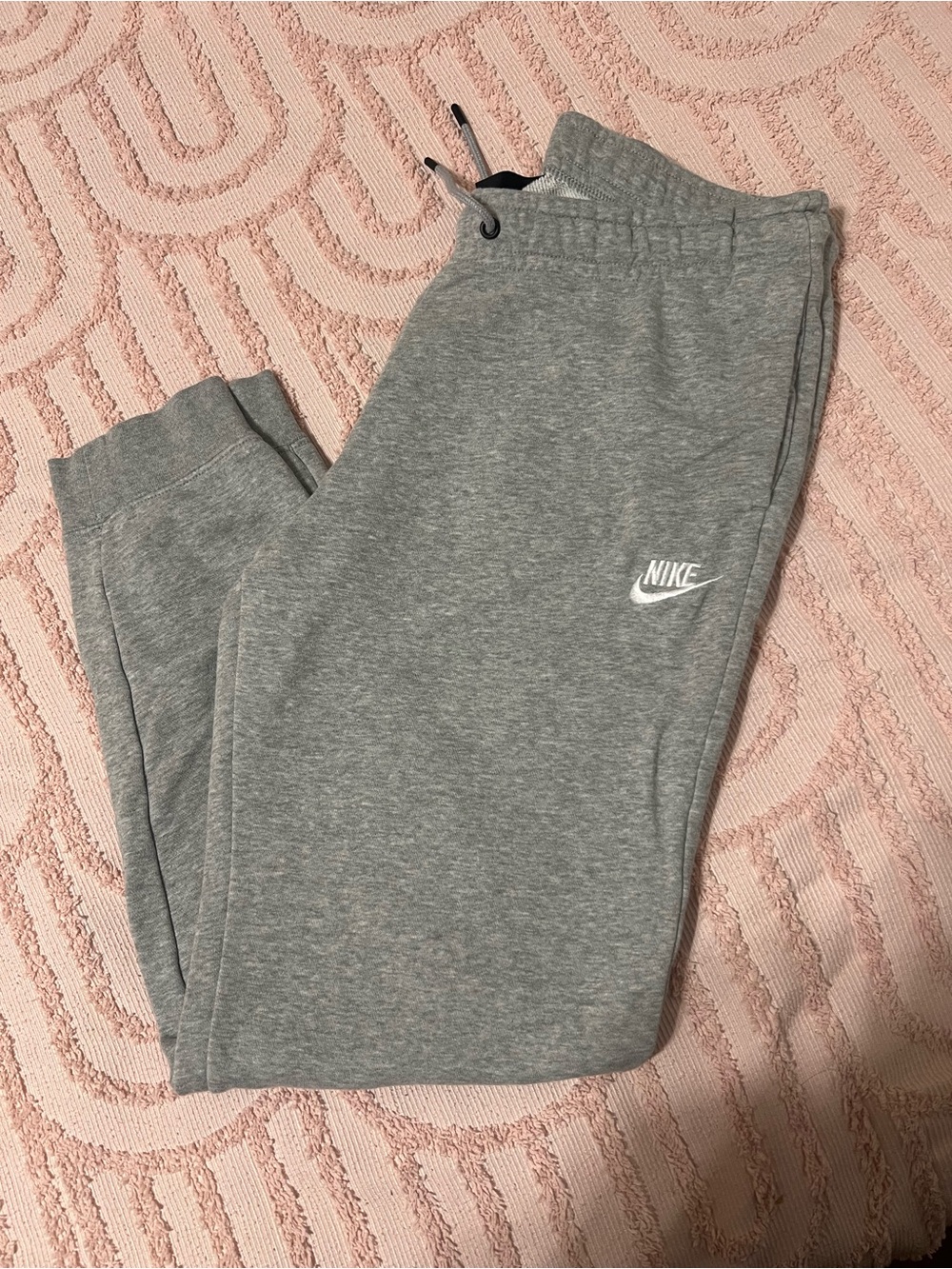 Nike Gray Women’s Fleece Joggers with White Swoosh